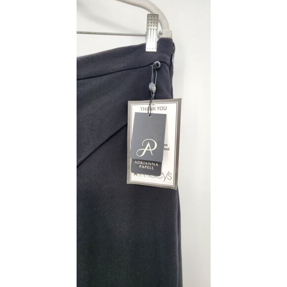 New NWT Adrianna Papell Knit Crepe‎ Drape Front Pants Black US Size 16 - Picture 8 of 10